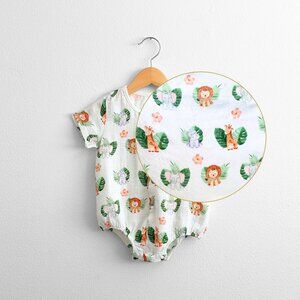 NWT Cute Short Sleeve Baby Onesies One-Piece Romper Unisex Safari Animal 6-9M